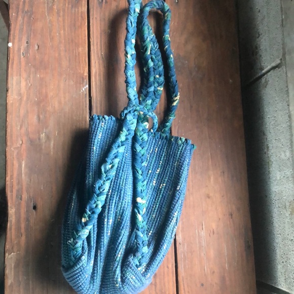 Blue woven backpack/purse - Picture 2 of 6